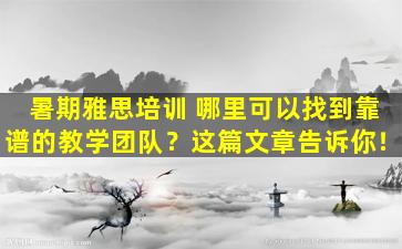 暑期雅思培训 哪里可以找到靠谱的教学团队？这篇文章告诉你！